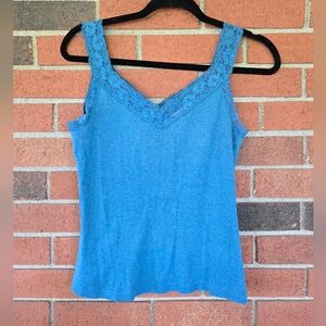 Y2K Blue Laced Lined Camisole Tank Top Blue Size Small St John’s Bay